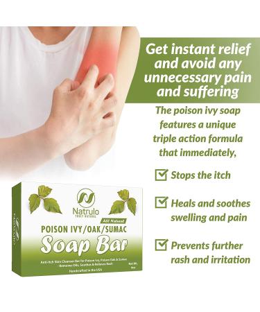 Natrulo Poison Ivy Soap Bar - Natural Anti-Itch Treatment for Poison Ivy, Oak & Sumac - Soothes Rashes - Made in USA - 4 oz - Buy Online on GoSupps.com