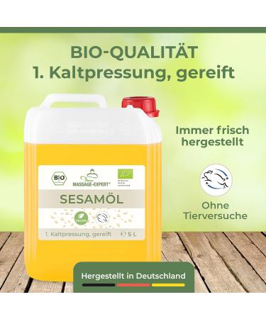 Buy Bio Cold-Pressed Sesame Oil for Massage Ayurveda & Skin Care - 5L Canister - Expert Quality - Buy Online on GoSupps.com