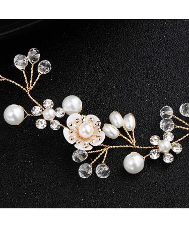 Bridal Hair Vine Crystal Pearls Flower Wedding Headpiece for Bridesmaids - Buy Online on GoSupps.com
