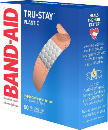 Band-Aid Tru-Stay Plastic Strips Bandages - 60 ct - All One Size - Buy Online on GoSupps.com