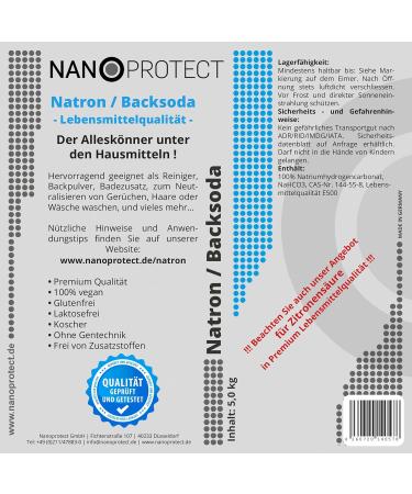Buy Nanoprotect Natron - Premium Food Quality Bicarbonate Powder (5 kg) | German Made Sodium Hydrogen Carbonate | International Shipping - Buy Online on GoSupps.com