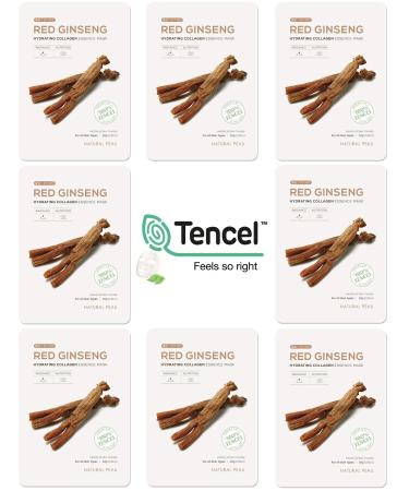 8 Packs Natural Peau Red Ginseng Hydrating Collagen Essence Face Mask (28 g / 0.99 oz.)