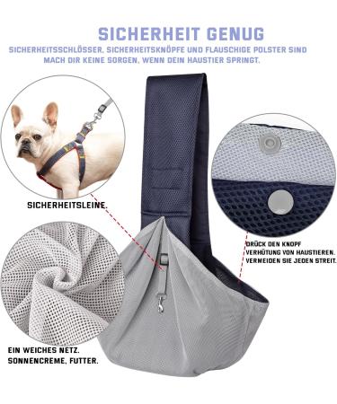 Cuby Dog Sling Carrier for Small Dogs & Cats - Travel Pet Bag (Grid Tissue Blue) - Lightweight & Comfortable - Buy Online on GoSupps.com