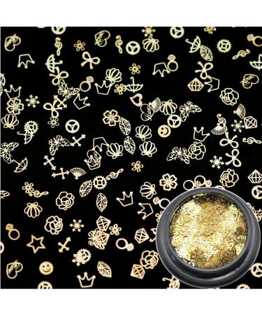 1 Box Hollow Nail Art 3D Decorations Thin Wheel Flower Heart Different Shapes Gold Metal 3d Nails Studs Accessories Supplies Manicure Design Tools - Buy Online on GoSupps.com