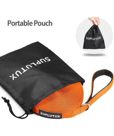 Suplutux 15m Dog Leash with Storage Bags - Durable Training Line for Large & Small Dogs - D-Carabiner & Grip Pad - Orange - Buy Online on GoSupps.com