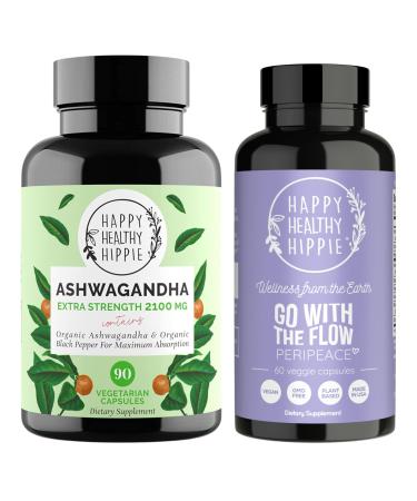 Happy Healthy Hippie PeriPeace Supplements for Women & Organic Ashwagandha Capsules