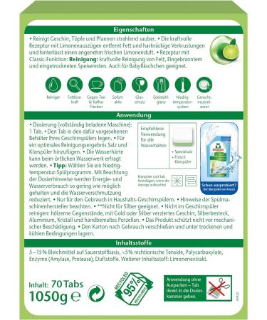 Frosch - Lime Classic Dishwasher Tablets - 70 tabs - Buy Online on GoSupps.com
