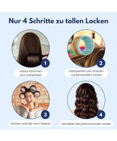 Ponik's Hair Roller Curlers Set - 12 Self-Adhering Hair Scooters (40mm) - Perfect Curls in Blue - Buy Online on GoSupps.com