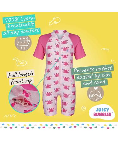 Juicy Bumbles Baby Swimsuit - Short Sleeve One Piece Toddler Swimming Costume - Crab Design - 6 Months to 5 Years - Buy Online on GoSupps.com