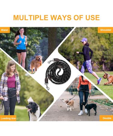 Adjustable Reflective Dog Leash for Large & Medium Dogs - 3M Nylon Lead with Double Carabiner Hooks - Buy Online on GoSupps.com