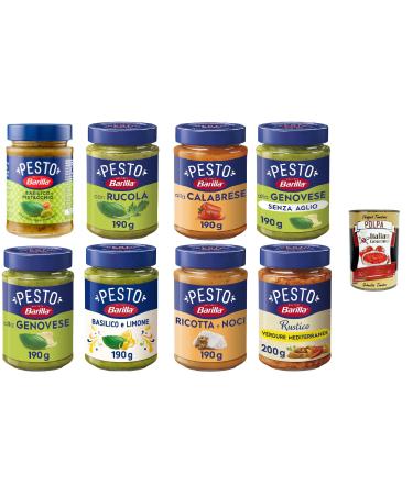 Italian Gourmet E.R. Pesto Sauce Megapack 8 x 190 g Genoese garlic-free Mediterranean Calabrian lemon pistachio rocket ricotta and walnuts gluten-free + Italian gourmet pulp 400 g