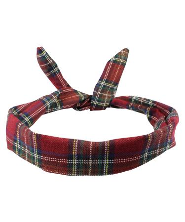 Wire Headband Burgundy Tartan