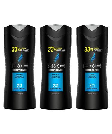 Axe Hair 2 in 1 - Phoenix - Shampoo + Conditioner - Net Wt. 16 FL OZ (473 mL) Per Bottle - Pack of 3 Bottles 16 Fl Oz (Pack of 3)