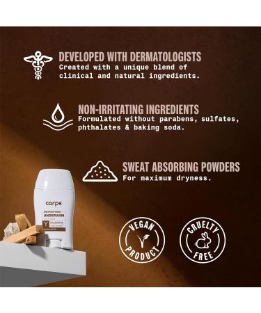 Carpe Clinical Strength Underarm Antiperspirant and Deodorant Sandalwood Scent Sandalwood 1.69 Fl Oz (Pack of 1) - Buy Online on GoSupps.com