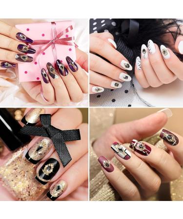 20-Piece 3D Black Nail Charms Kit | Gold Metal Alloy Rhinestones for Nail Art & Jewelry DIY - Buy Online on GoSupps.com