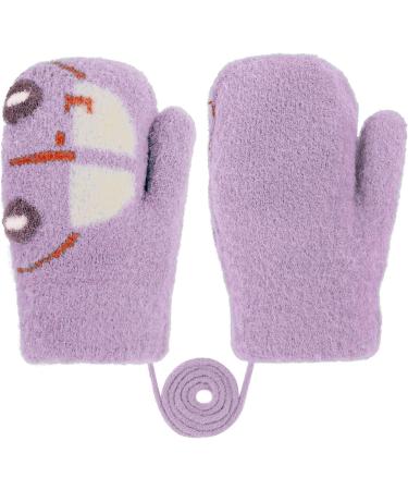 Fox Knitting Full Finger Gloves for Toddler Kids | Winter Thermal Plush Lining | 1-3 Yrs | Car/Purple - Buy Online on GoSupps.com