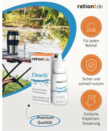 Ration1 Clearsi Water Treatment - 120L Drinking Water Disinfection for Camping | Easy 12ml Dosage Bottle - Buy Online on GoSupps.com