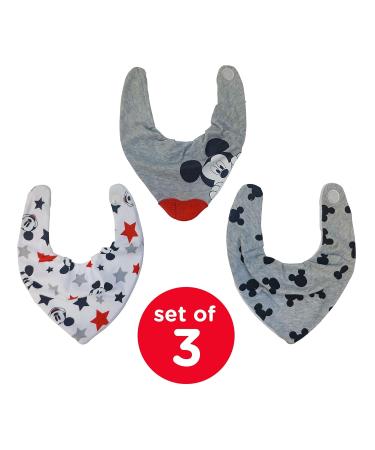Disney Neat Solutions Mickey Mouse Infant Scarf Bib 3 Pack with Teether - Grey Heather Mickey Mouse Design - Buy Online on GoSupps.com