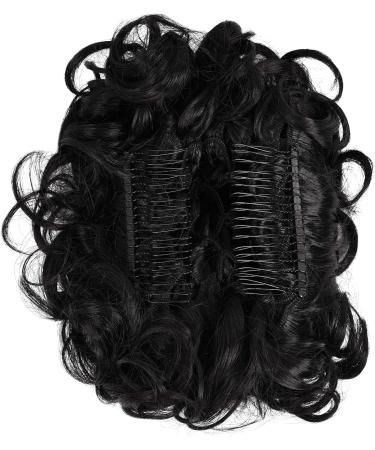 Yamel Curly Bun Scrunchie Hairpiece in Black | Synthetic Updo Combs Chignon Extension for Women - Buy Online on GoSupps.com