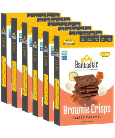 Bantastic Brownie Keto Snack, Salted Caramel Crisps - Crunchy Thin, Naturally Sweet Sugar Free Brownies Snack, Gluten Free, Low Carb, Dairy Free, 3 Oz Ea (Pack of 6)
