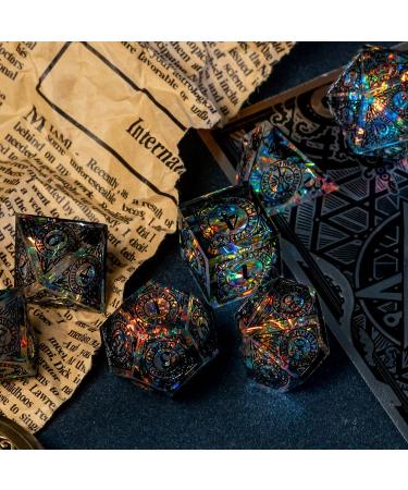 Cusdie Sharp Edges DND Dice Set - 7 PCs Handcrafted Polyhedral Dice for RPG, MTG, Pathfinder - Black Pattern - Buy Online on GoSupps.com