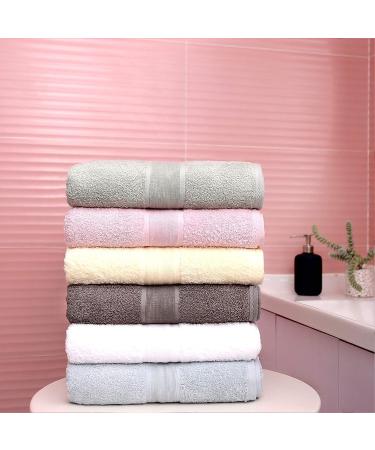 Aibaser Bamboo Cotton Bath Towels - 27x54 inch - 6 Piece Set - Ultra Absorbent - White Bath Towels - Buy Online on GoSupps.com
