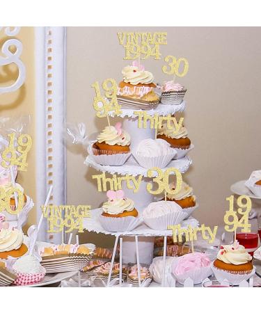 Gyufise 24Pcs Happy 30th Birthday Cupcake Toppers Glitter Thirty 30 Fabulous Vintage 1994 Cupcake Picks for 30th Birthday Wedding Anniversary Party Cake Decorations Supplies Gold Gold 30th - Buy Online on GoSupps.com
