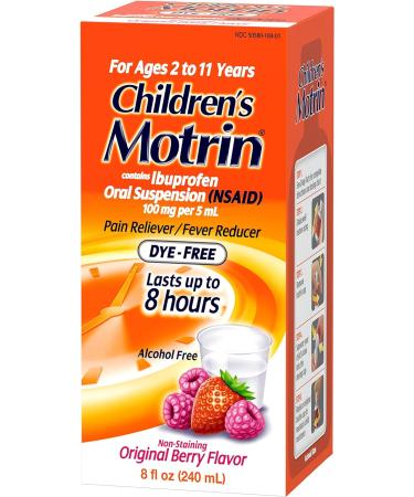 Motrin Children's Oral Suspension 100mg Ibuprofen - Fever & Pain Reliever for Kids - Berry Flavored - 8 fl oz - Buy Online on GoSupps.com
