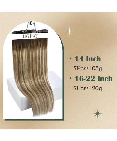 Ugeat Balayage Clip-In Extensions - 45cm 120g Real Remy Hair Ombre Dark Brown to Light Brown (#4/6/613) - Full Head 7 Pieces - Buy Online on GoSupps.com