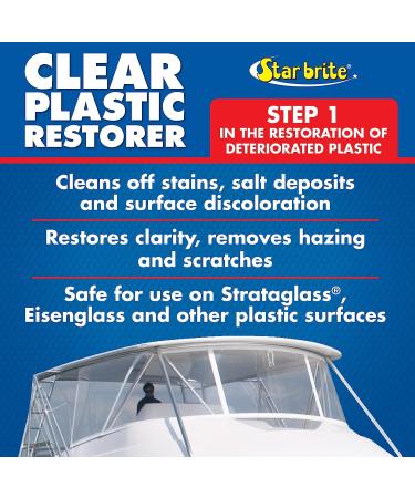 STAR BRITE Clear Plastic Restorer - Renew, Restore & Maintain Hazy, Yellow, Scratched Plastic Surfaces - Step 1 of Two-Step System for Strataglass, Isinglass, Polycarbonate & Acrylic - Buy Online on GoSupps.com