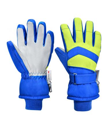 Leboom Ski gloves Kinder Gloves Children Waterproof Winter Gloves Children for 3-13 Years Girls and Boys Gifts Snowboard Running Cycling Hiking Blue 2 S- (5-7 years)