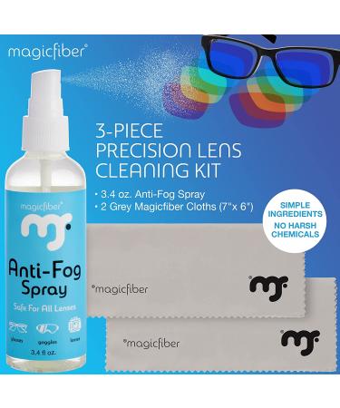 MagicFiber Anti Fog Cleaning Kit - Anti Fog Spray for Glasses, Swim Goggles, Snorkel Masks - Includes 2 Microfiber Cloths - Buy Online on GoSupps.com