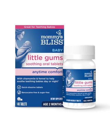 Mommy's Bliss Little Gums Soothing Oral Tablets Great for Teething Babies Benzocaine-Free & Sugar-Free 2 Months+ 1 Bottle (140 Tablets)