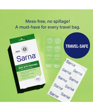 Sarna Bug Bite Patches - Kid-Safe Hydrocolloid Aloe & Chamomile Patches - Vegan Steroid-Free TSA-Friendly - 24ct - Buy Online on GoSupps.com