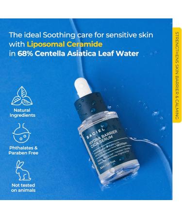 BACIEL - HYDRA BARRIER CICA SERUM (1.01 fl.oz) 68% Centella Leaf Trehalose Ceramide - Fragrance Free - Korean Lightweight Moisturizer for Face - Buy Online on GoSupps.com
