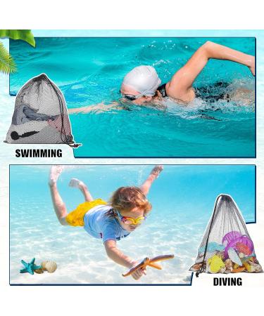 LEIFIDE 6 Pcs Scalloping Bags - 13 x 15.5 Inch Nylon Mesh Drawstring Net Bag for Snorkeling & Swimming Gear - Black/Navy - Buy Online on GoSupps.com