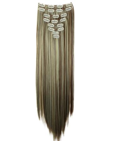CAISHA by PRETTYSHOP XXL 24" 8 Pieces Set Clip In Extensions Hair Extension Hairpiece Straight Brown Blond Mix CES15 brown blond mix #6H613 CES15 - Buy Online on GoSupps.com