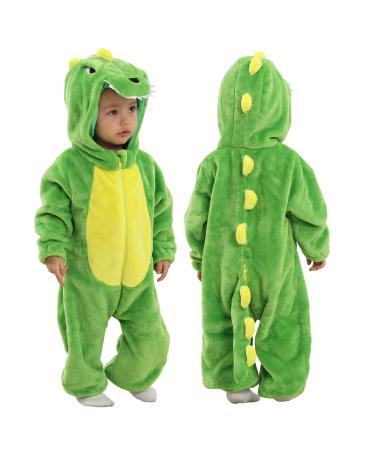 Doladola Unisex Kid's&Toddler's Costume Outfit Baby Boys Girls Flannel Animal Hooded Rompers Jumpsuit 2 5-3 5 Years Green Dinosaur - Buy Online on GoSupps.com