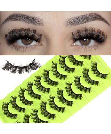 FARRED Russian Volume Strip Lashes D Curl Like Eyelash Extension Wispy Natural Look 10 Pairs Pack Fluffy Eyelashes (Z04 17MM - D Curly)
