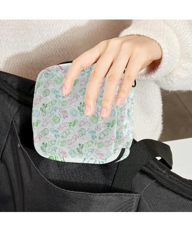 Shop Stylish Menstruation Pad Bag with Zipper - Women's Napkin & Tampon Collection Bag (Small Cactus Pattern) - Color 8 - Buy Online on GoSupps.com