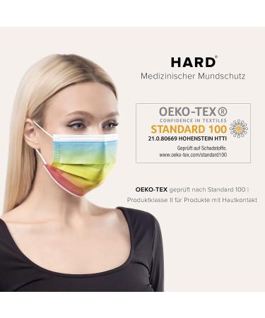 HARD 50pc Disposable Face Masks Made in Germany | CE Certified Triple Layer Filtration 99.78% | Elastic Earloops | Rainbow Classic Design - Buy Online on GoSupps.com