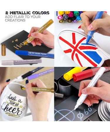 MISULOVE Acrylic Paint Pens - 12 Medium Tip Colors | Waterproof Ink for Rock, Wood, Glass, Metal & Ceramic | DIY Craft Making Supplies - Buy Online on GoSupps.com