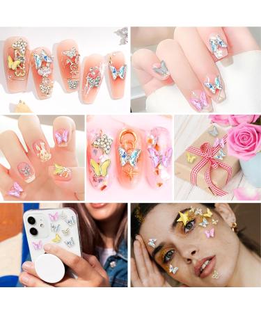31-Piece Butterfly Nail Charms Set | 3D Alloy & Glitter Metal Nail Art Pendants | Luxury Gold & Silver Decorations for Stunning Nail Art - Buy Online on GoSupps.com