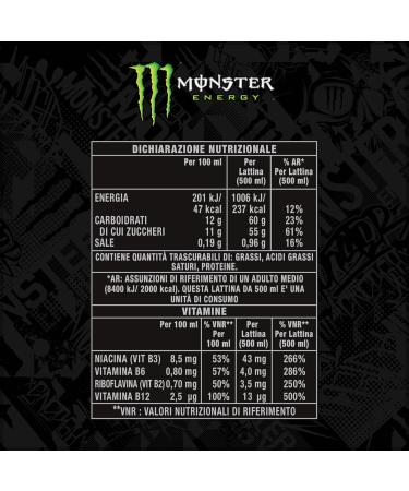 Monster Energy - 1 x 500ml Box Energy Drink with ginseng taurine caffeine and B vitamins original and refreshing taste - Buy Online on GoSupps.com