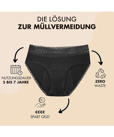 3th Periods Underwear Set | Organic Cotton Menstrual Underwear | Leak-Proof & Washable | Hygienic Black 3-Pack (L) - Zenaphyr - Buy Online on GoSupps.com