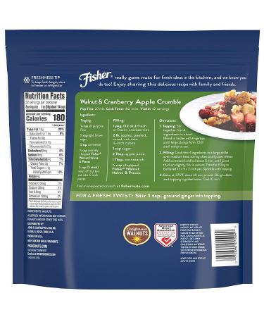 Fisher California Grown Walnut Halves & Pieces - 32 oz, Unsalted, Gluten Free, Non-GMO, No Preservatives - 2 lb Pack - Buy Online on GoSupps.com