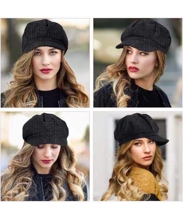 Women's 3-Piece Newsboy Cap Set - Vintage Octagonal Beret Hats in Khaki, Light Pink, and Black - Buy Online on GoSupps.com