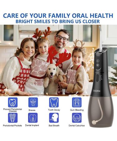 Rechargeable Cordless Water Flosser with 5 Modes | Teeth Cleaner & Plaque Remover for Braces | 400ML Black - Buy Online on GoSupps.com