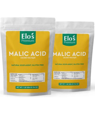 Malic Acid Powder by Elo s Premium (2LB / 904 g Total) (2 Pack x 1 lb) Packaged in Canada Gluten Free Food Grade Natural Sour Agent for Candy Wine Potato Chips Recipes and More