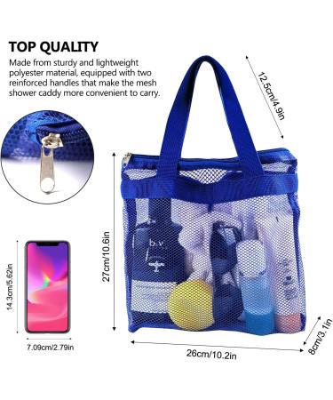 Portable Shower Mesh Caddy Bag for Travel and Swimming - Quick Dry Toiletry Organizer with Zipper (Dark Blue) - Buy Online on GoSupps.com